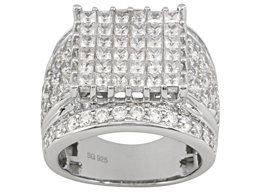 Bella Luce ® 6.79ctw Princess Cut & Round Rhodium Over Sterling Silver Ring - Size 5