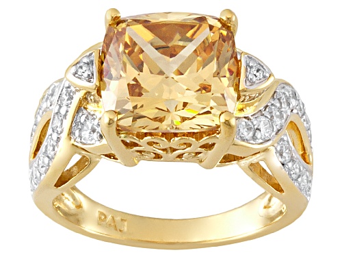 Photo of Bella Luce ® 7.96ctw Cushion & Round Champagne & White Diamond Simulant Eterno ™ Yellow Ring - Size 5