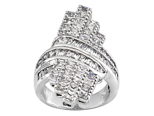 Photo of Bella Luce ® 5.87ctw Rectangle, Baguette And Round Rhodium Over Sterling Silver Ring - Size 6