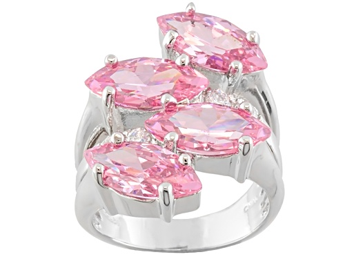 Bella Luce ® 11.40ctw Pink & White Diamond Simulant Rhodium Over Sterling Silver Ring - Size 5