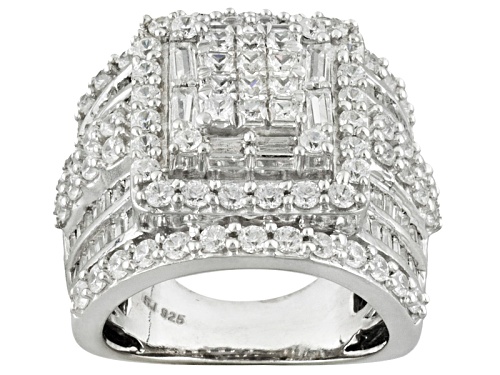 Bella Luce ® 5.75ctw Round, Baguette And Princess Cut Rhodium Over Sterling Silver Ring - Size 5