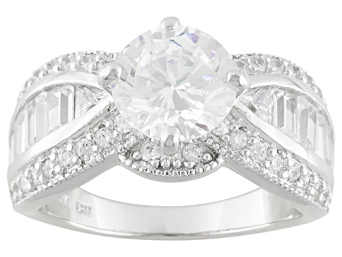 Photo of Bella Luce ® 5.51ctw Round, Baguette And Trillion Rhodium Over Sterling Silver Ring - Size 8