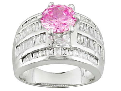 Photo of Bella Luce ® 6.41ctw Pink And White Diamond Simulant Rhodium Over Sterling Silver Ring - Size 9