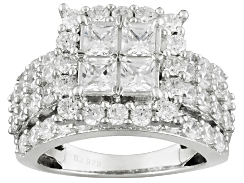 Bella Luce ® 3.40ctw Princess And Round Rhodium Over Sterling Silver Ring - Size 11