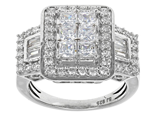 Bella Luce ® 3.60ctw Princess Cut, Baguette And Round Rhodium Over Sterling Silver Ring - Size 5