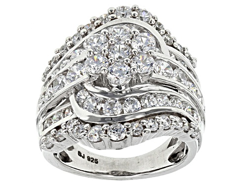 Bella Luce ® 6.26ctw Round Rhodium Over Sterling Silver Ring - Size 5