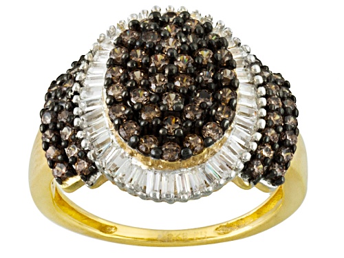 Photo of Bella Luce ® 2.81ctw Round & Baguette Mocha And White Diamond Simulant Eterno™ Yellow Ring - Size 5