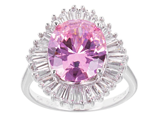Photo of Bella Luce ® 10.30ctw Pink & White Diamond Simulant Rhodium Over Sterling Silver Ring - Size 12