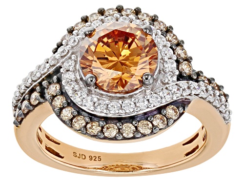 Photo of Bella Luce ® 4.55ctw Champagne & White Diamond Simulant Round Eterno ™ Rose Ring - Size 10
