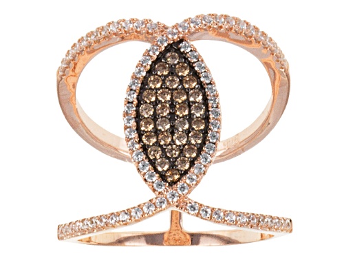Bella Luce ® 1.09ctw Champagne/White Diamond Simulant Eterno™Rose & Black Rhodium Over Silver Ring - Size 5