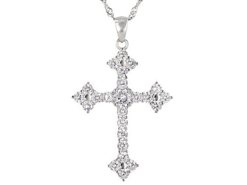 Bella Luce ® 4.18ctw Rhodium Over Sterling Silver Cross Pendant With Chain (2.20ctw DEW)