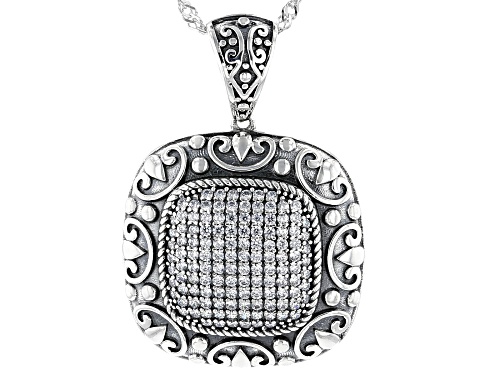 Bella Luce  1.13ctw White Diamond Simulant Rhodium Over Silver Pendant With Chain