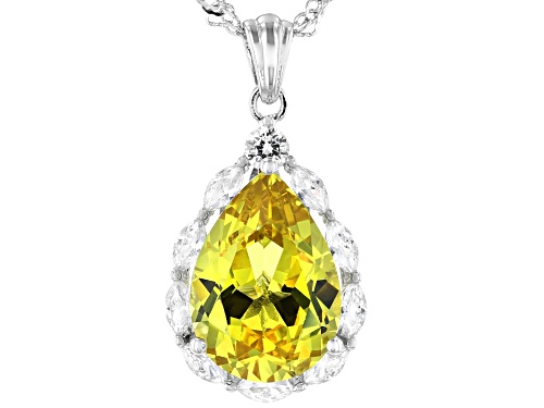 Photo of Bella Luce ® Lab Created Yellow Sapphire and Diamond Simulant Rhodium Over Silver Pendant With Chain