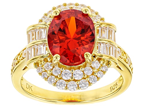 Photo of Bella Luce ® 6.81ctw Orange Sapphire and White Diamond Simulants Eterno ™ Yellow Ring (3.63ctw DEW) - Size 7