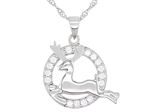 Photo of Bella Luce ® 0.95ctw Rhodium Over Sterling Silver Reindeer Pendant With Chain (0.45ctw DEW)