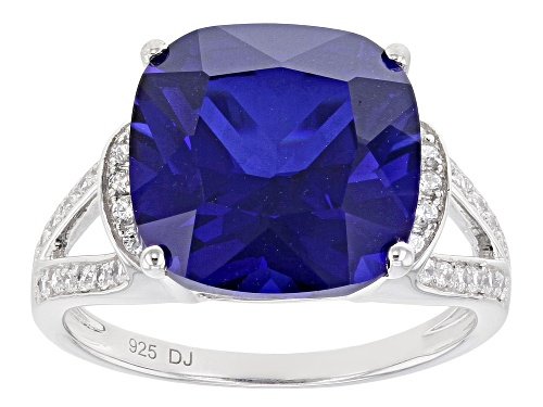 Photo of Bella Luce® 9.25ctw Blue Sapphire and White Diamond Simulants Rhodium Over Silver Ring (7.01ctw DEW) - Size 6