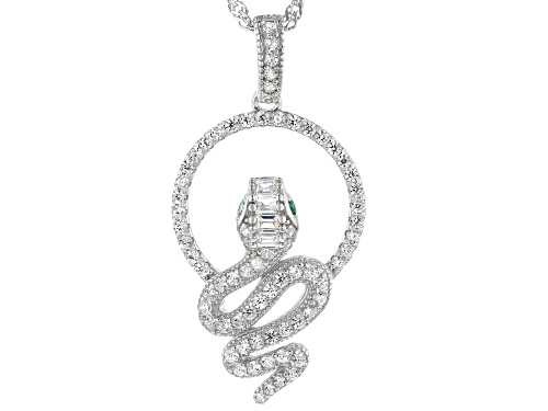 Bella Luce® 1.03ctw Emerald And White Diamond Simulants Rhodium Over Silver Snake Pendant With Chain