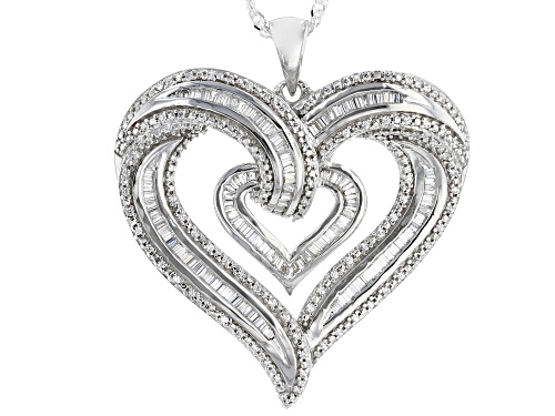 Bella Luce ® 1.77ctw Rhodium Over Sterling Silver Heart Pendant With Chain (1.05ctw DEW)