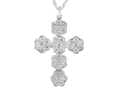 Bella Luce ® 2.66ctw Rhodium Over Sterling Silver Cross Pendant With Chain (1.26ctw DEW)