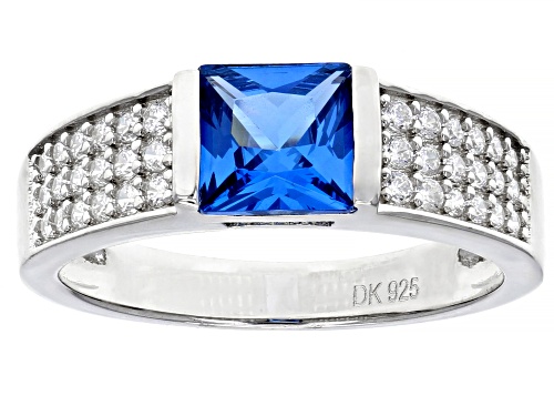 Photo of Bella Luce ® 2.48ctw Lab Blue Spinel and White Diamond Simulant Rhodium Over Sterling Silver Ring - Size 8
