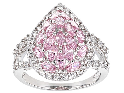 Photo of Bella Luce® 3.74ctw Pink and White Diamond Simulants Rhodium Over Sterling Silver Ring (2.48ctw DEW) - Size 11