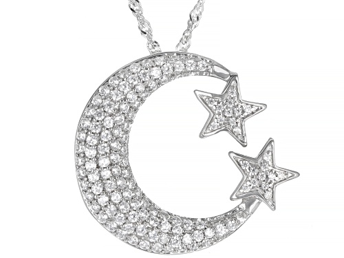 Photo of Bella Luce ® 1.57ctw Rhodium Over Sterling Silver Moon and Star Pendant With Chain (0.69ctw DEW)