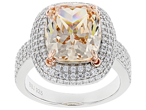 Photo of Bella Luce ® 11.38ctw Champagne And White Diamond Simulants Rhodium Over Sterling Silver Ring - Size 7