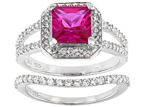 Photo of Bella Luce® Lab Pink Sapphire And White Diamond Simulants Rhodium Over Silver Ring With Band - Size 7