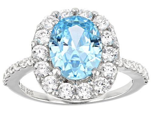 Photo of Bella Luce ® 6.20ctw Aquamarine And White Diamond Simulants Rhodium Over Silver Ring (3.59ctw DEW) - Size 10