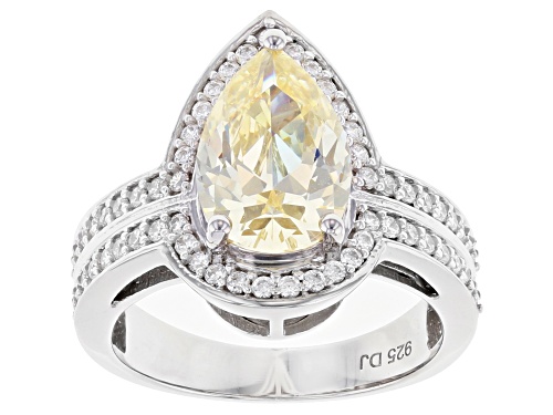 Photo of Bella Luce ® 5.88ctw Canary And White Diamond Simulants Rhodium Over Silver Ring (3.59ctw DEW) - Size 10