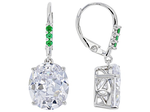 Bella Luce® 15.01ctw Emerald And White Diamond Simulants Rhodium Over Silver Earrings (10.22ctw DEW)