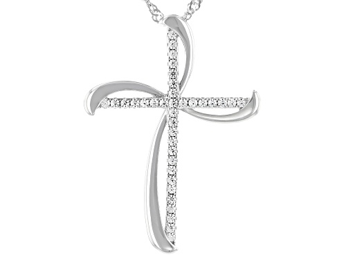 Bella Luce® 0.45ctw Rhodium Over Sterling Silver Cross Pendant With Chain (0.24ctw DEW)