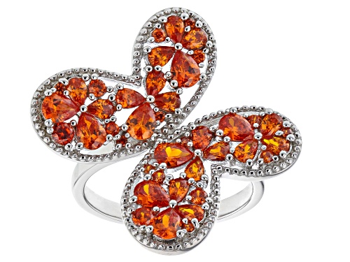 Photo of Bella Luce ® 3.87ctw Orange Sapphire Simulant Rhodium Over Sterling Silver Butterfly Ring - Size 7