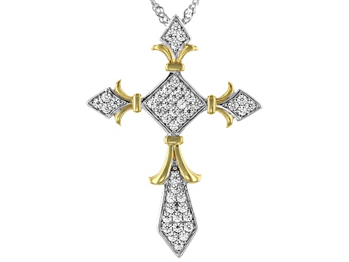 Photo of Bella Luce ® 1.20ctw Rhodium And 14K Over Sterling Silver Cross Pendant With Chain (0.64ctw DEW)