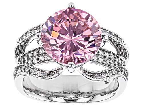 Bella Luce ® 11.44ctw Pink And White Diamond Simulants Rhodium Over Silver Ring (5.51ctw DEW) - Size 8
