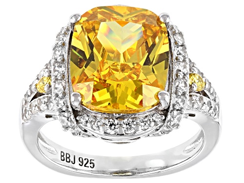 Photo of Bella Luce ® 7.59ctw Yellow Sapphire And White Diamond Simulants Rhodium Over Silver Ring - Size 7