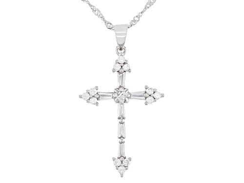 Bella Luce ® 1.48ctw Rhodium Over Sterling Silver Cross Pendant With Chain (0.84ctw DEW)