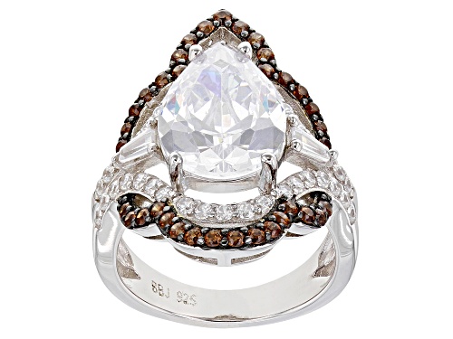 Photo of Bella Luce®11.25ctw Mocha And White Diamond Simulants Rhodium Over Sterling Silver Ring(6.65ctw DEW) - Size 5