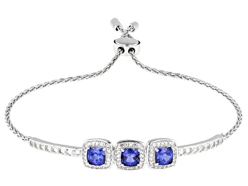 Bella Luce ® 2.78ctw Lab Created Blue And Lab Created White Sapphire Rhodium Over Silver Bracelet