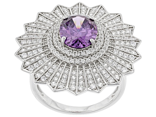 Photo of Bella Luce® 6.32ctw Amethyst and White Diamond Simulants Rhodium Over Sterling Silver Ring - Size 7