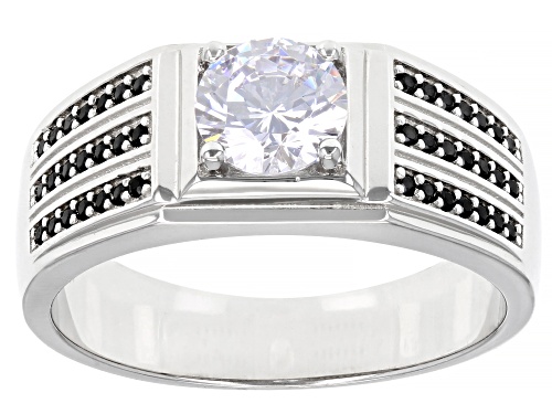 Photo of Bella Luce ® 1.97ctw White Diamond Simulant And Black Spinel Rhodium Over Silver Men's Ring - Size 10