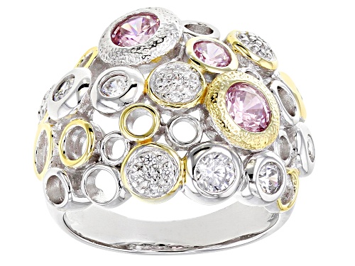 Photo of Bella Luce ® 2.67ctw Pink And White Diamond Simulants Rhodium Over Silver And Eterno™ Yellow Ring - Size 5