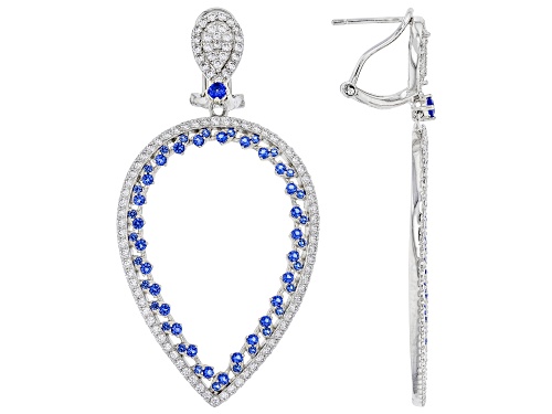 Photo of Bella Luce® 5.45ctw Lab Created Blue Spinel And White Diamond Simulant Rhodium Over Silver Earring