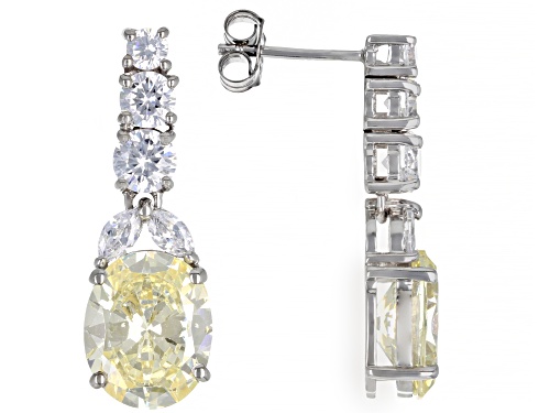 Photo of Bella Luce® 14.48ctw Canary And White Diamond Simulants Rhodium Over Silver Earrings (9.62ctw DEW)