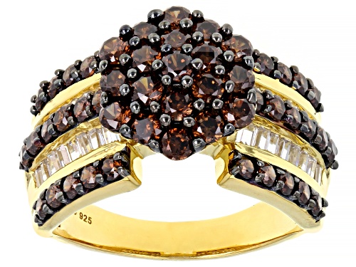Bella Luce ® 3.81ctw Mocha And White Diamond Simulants Eterno™ Yellow Ring (1.69ctw DEW) - Size 10