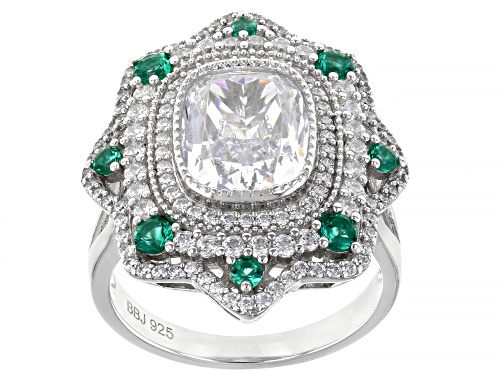 Photo of Bella Luce ® 7.83ctw Lab Created Green Spinel And White Diamond Simulant Rhodium Over Silver Ring - Size 12