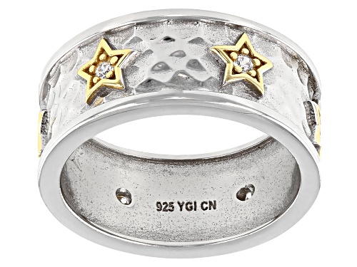 Bella Luce ® 0.16ctw Rhodium And 14K Yellow Gold Over Sterling Silver Star Band Ring (0.10ctw DEW) - Size 7