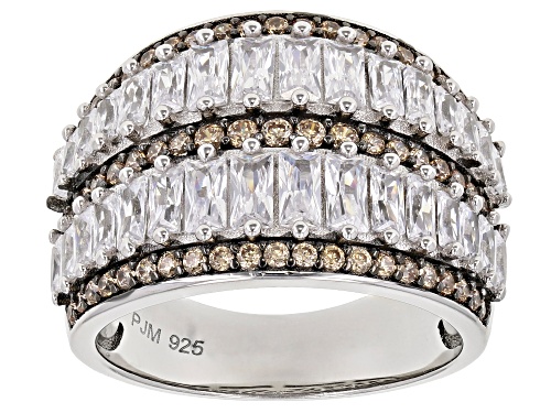 Bella Luce ® 4.63ctw Champagne And White Diamond Simulants Rhodium Over Sterling Silver Ring - Size 7