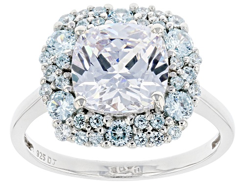 Photo of Bella Luce ® 9.33ctw Aquamarine And White Diamond Simulants Rhodium Over Sterling Silver Ring - Size 6