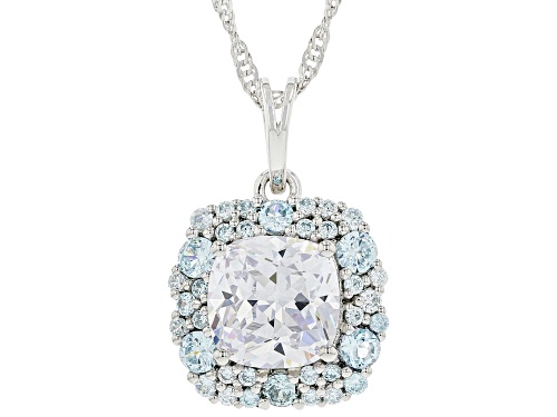Photo of Bella Luce ® 9.33ctw Aquamarine And White Diamond Simulants Rhodium Over Silver Pendant With Chain